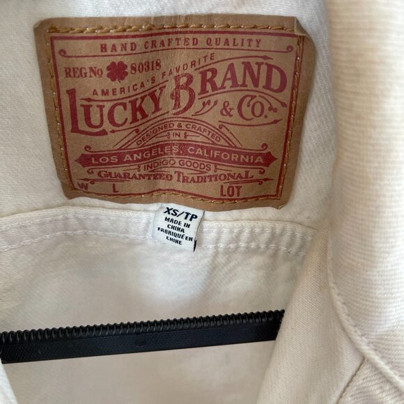 Lucky Brand XS White Tomboy Trucker Denim Jacket Summer Layer - Picture 2 of 12